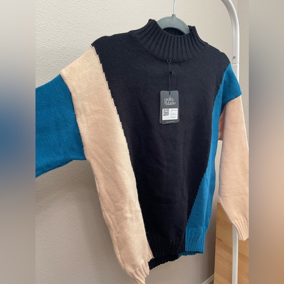 Super Soft Color Block Knit Mock Sweater - Picture 9 of 9